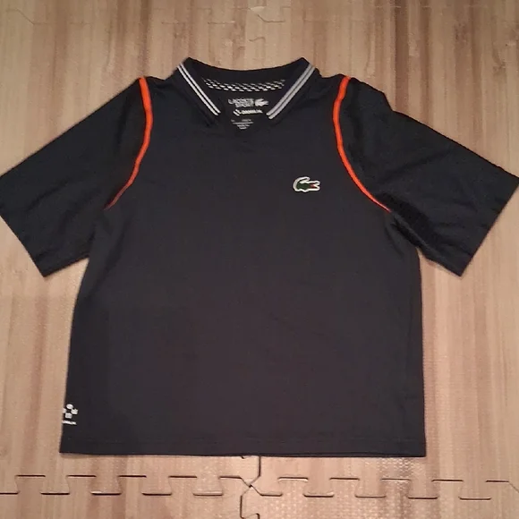 Lacoste Kids Jersey in Navy with Orange Highlights - Picture 1 of 2